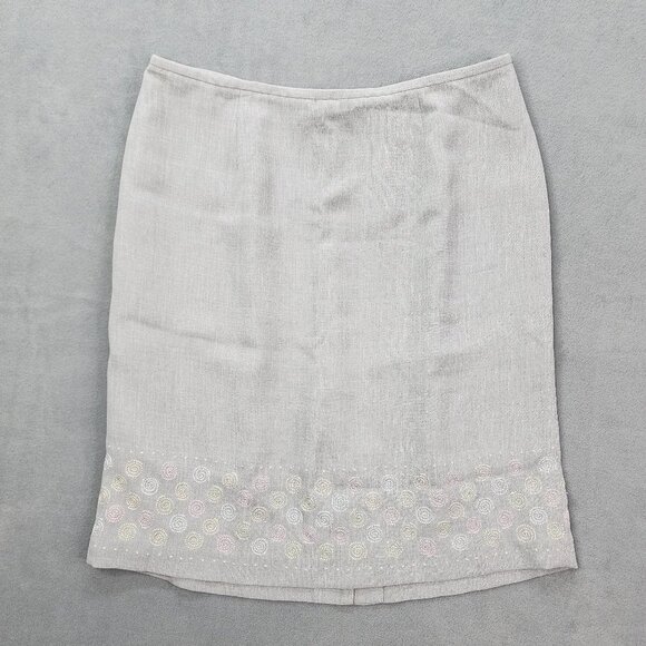 Grace Dane Lewis Straight Skirt Women's Size 14 Gray Embroidered Liner Zip Up - Picture 1 of 11